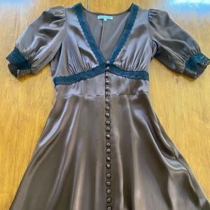 Reformation Brigitta Silk Dress in Cafe